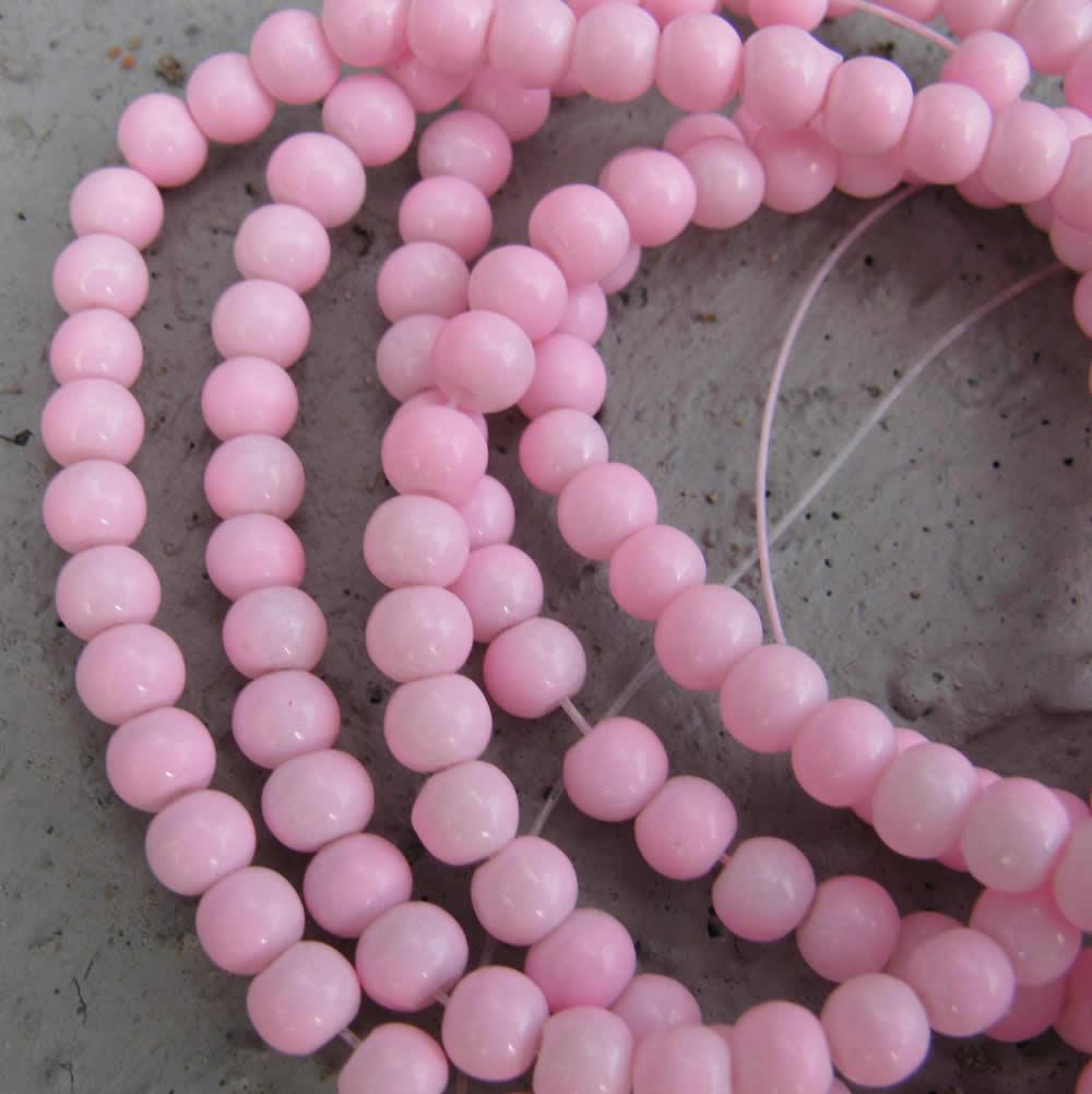 Glaspärlor runda - Ljusrosa, 4mm 1 sträng Hilmas Pyssel