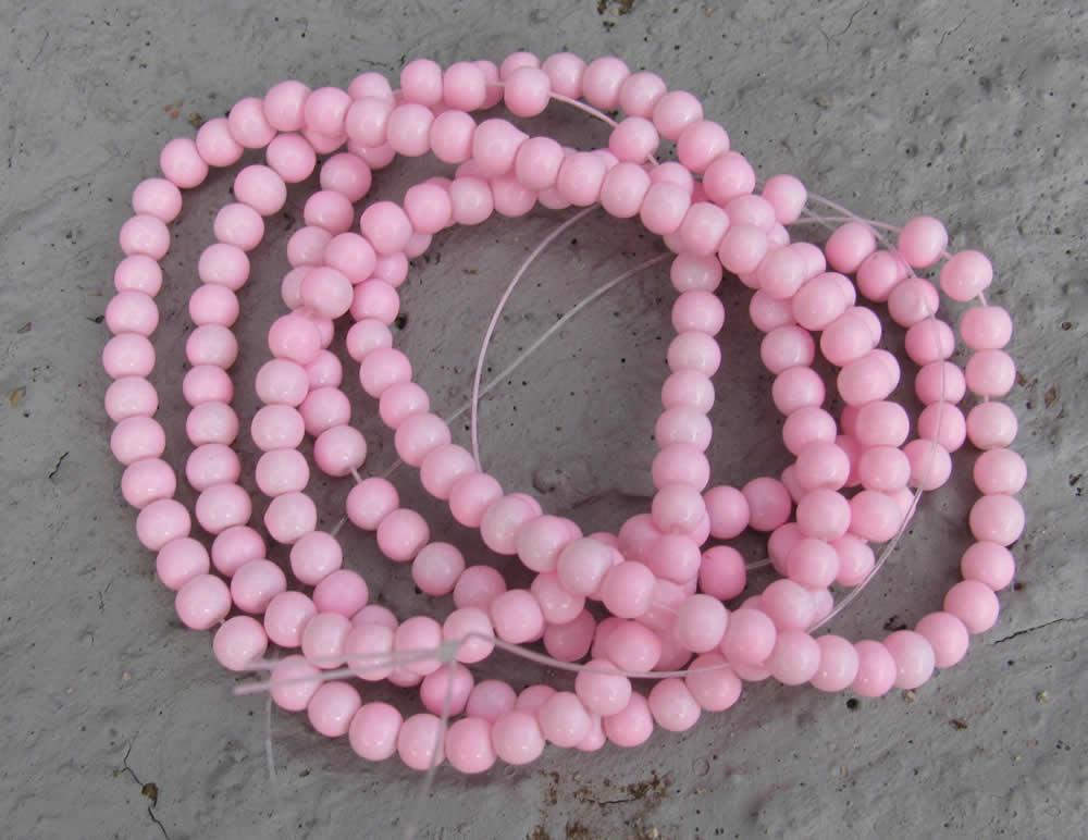 Glaspärlor runda - Ljusrosa, 4mm 1 sträng Hilmas Pyssel