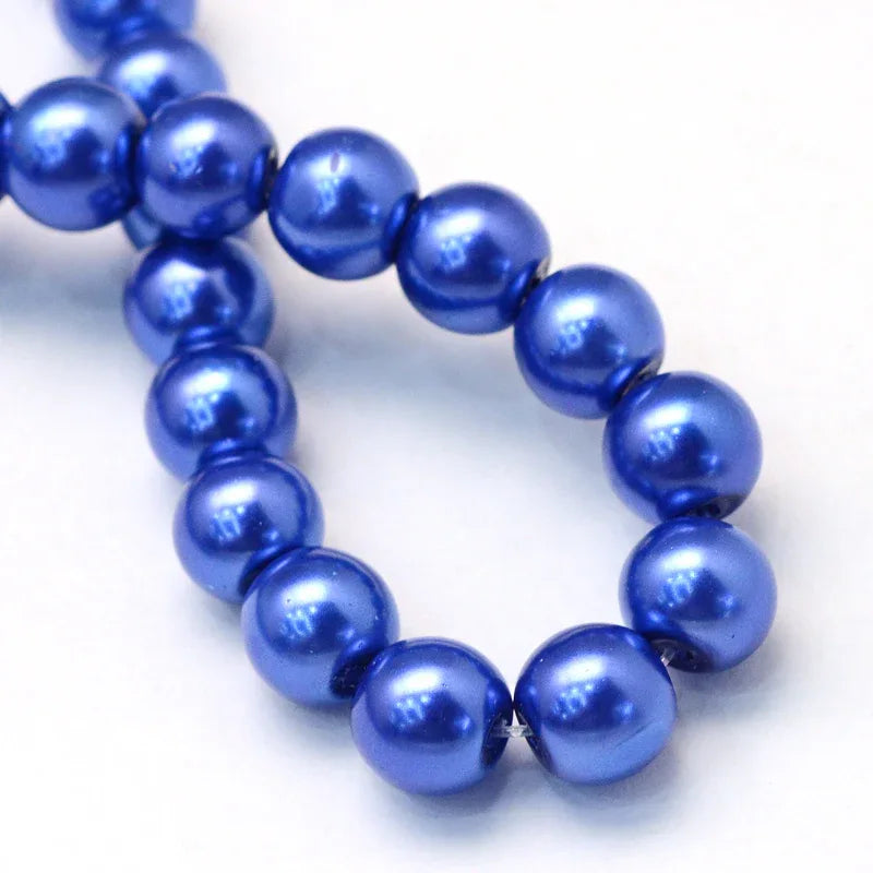 Vaxade glaspärlor - Royal blue 8mm 1 sträng Hilmas Pyssel