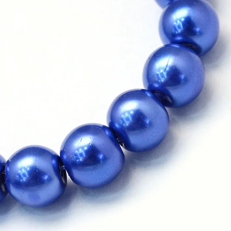 Vaxade glaspärlor - Royal blue 8mm 1 sträng Hilmas Pyssel
