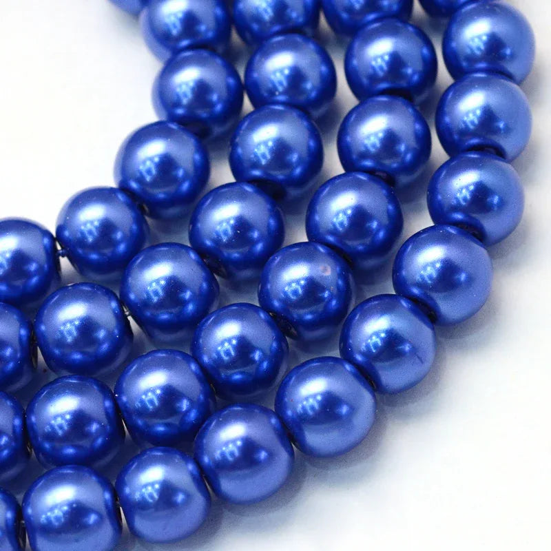 Vaxade glaspärlor - Royal blue 8mm 1 sträng Hilmas Pyssel