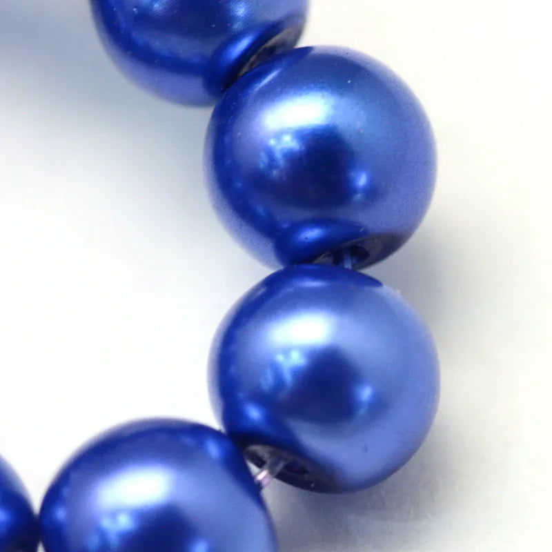 Vaxade glaspärlor - Royal blue 8mm 1 sträng Hilmas Pyssel