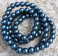 Vaxade glaspärlor - Blå 10 mm, 1 sträng Hilmas Pyssel