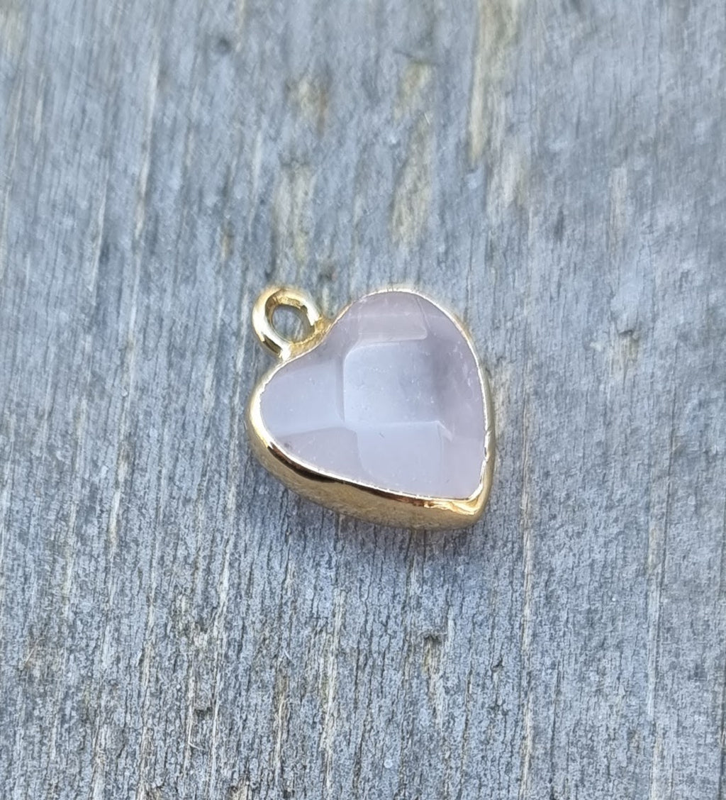Hänge Rosenkvarts Guldfärgad - Hjärta 12mm 1 styck Grekisk Metall