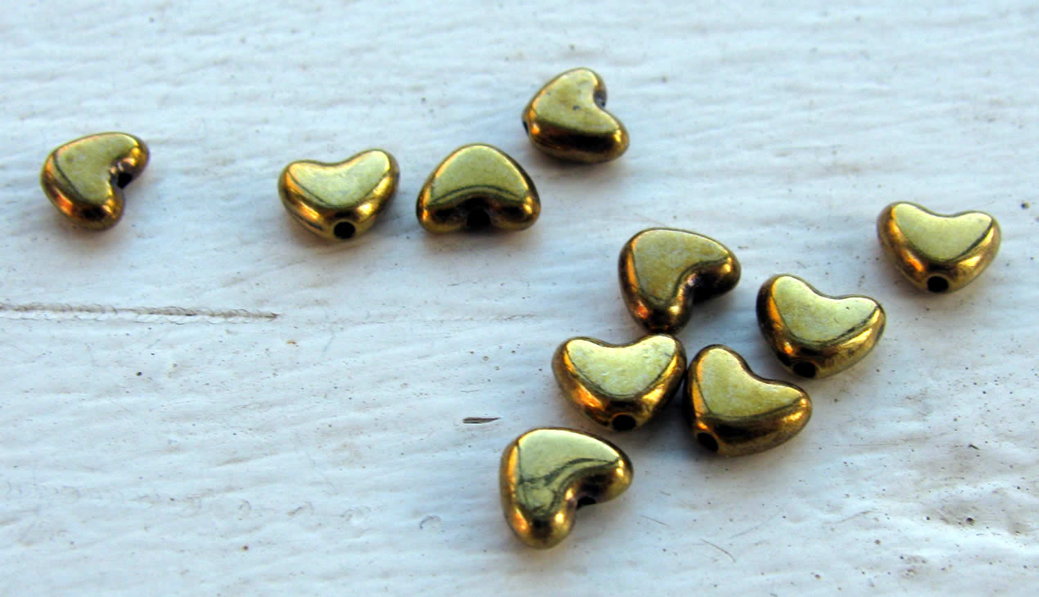 Mellandel Bronsfärgad - Litet Hjärta 6mm 10-pack Grekisk Metall