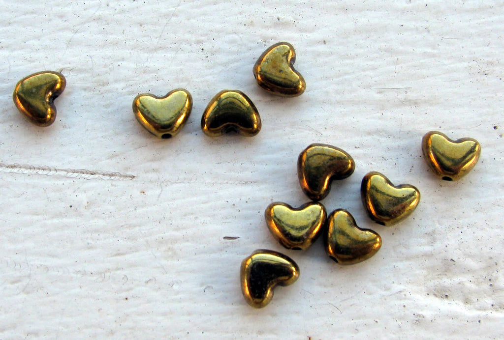 Mellandel Bronsfärgad - Litet Hjärta 6mm 10-pack Grekisk Metall