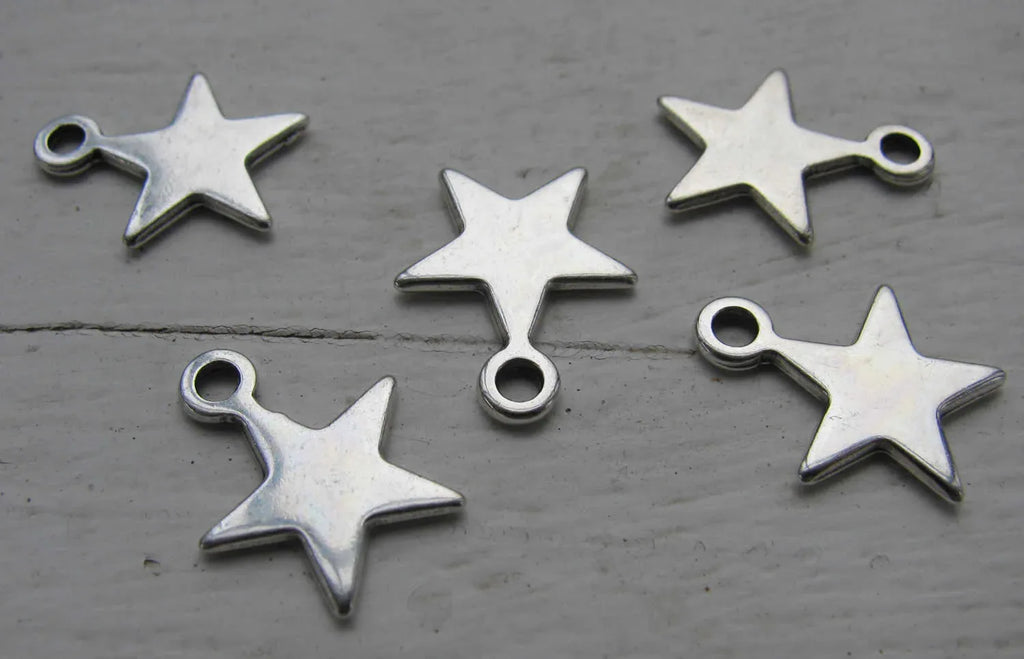 Berlock Silverfärgad - Stjärna 12mm, 5-pack Grekisk Metall