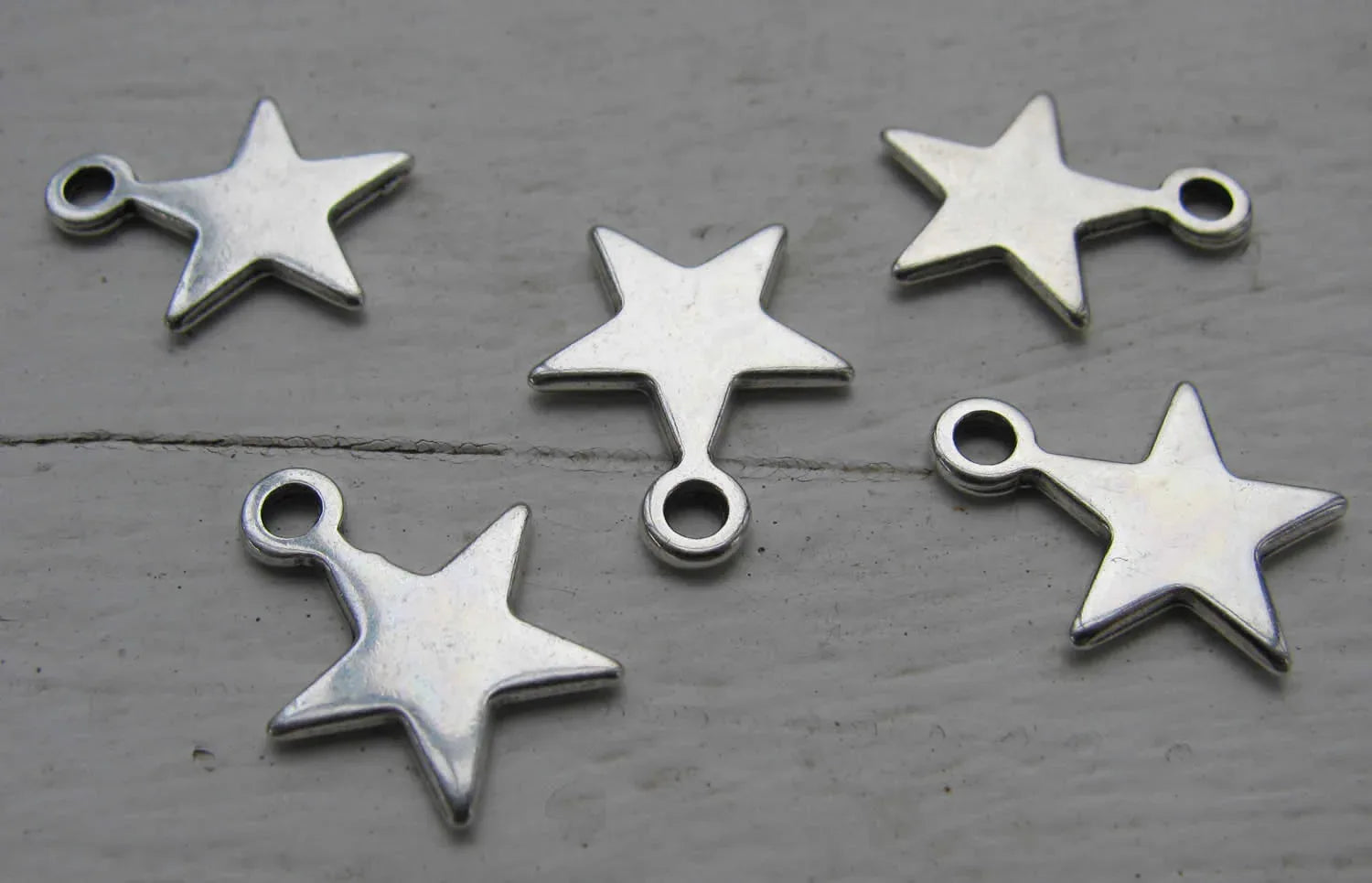 Berlock Silverfärgad - Stjärna 12mm, 5-pack Grekisk Metall