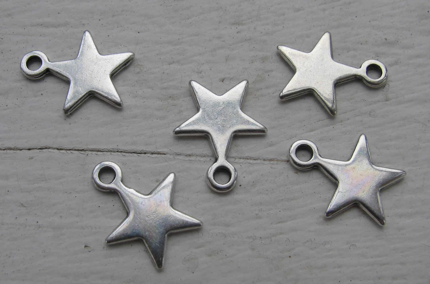 Berlock Silverfärgad - Stjärna 12mm, 5-pack Grekisk Metall