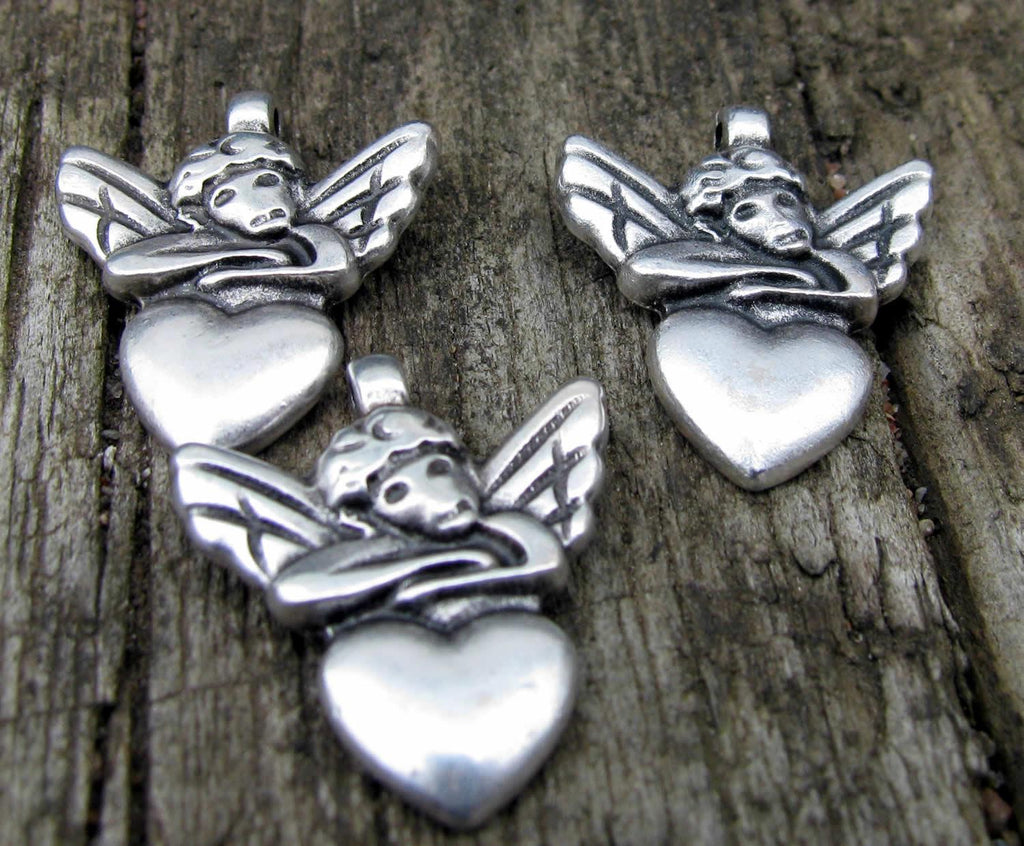 Berlock Silverfärgad - Ängel med hjärta, 3-pack Grekisk Metall