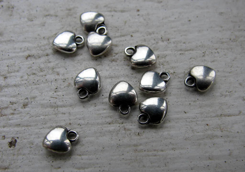 Berlock Silverfärgad - Mini hjärta 5mm, 10-pack Grekisk Metall