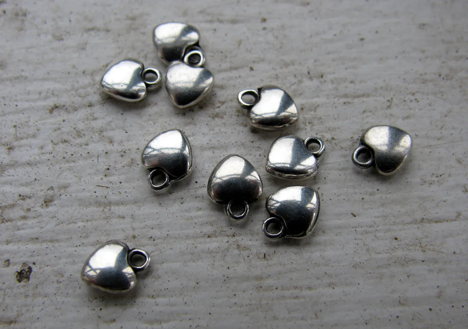 Berlock Silverfärgad - Mini hjärta 5mm, 10-pack Grekisk Metall