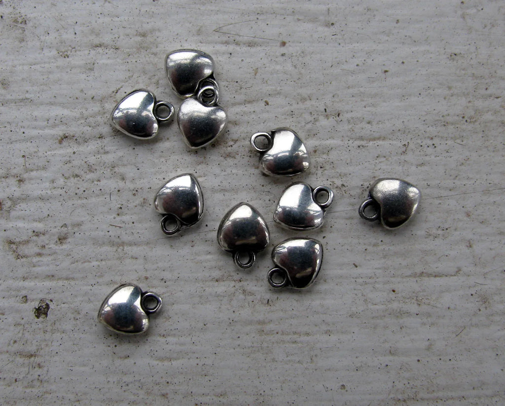 Berlock Silverfärgad - Mini hjärta 5mm, 10-pack Grekisk Metall