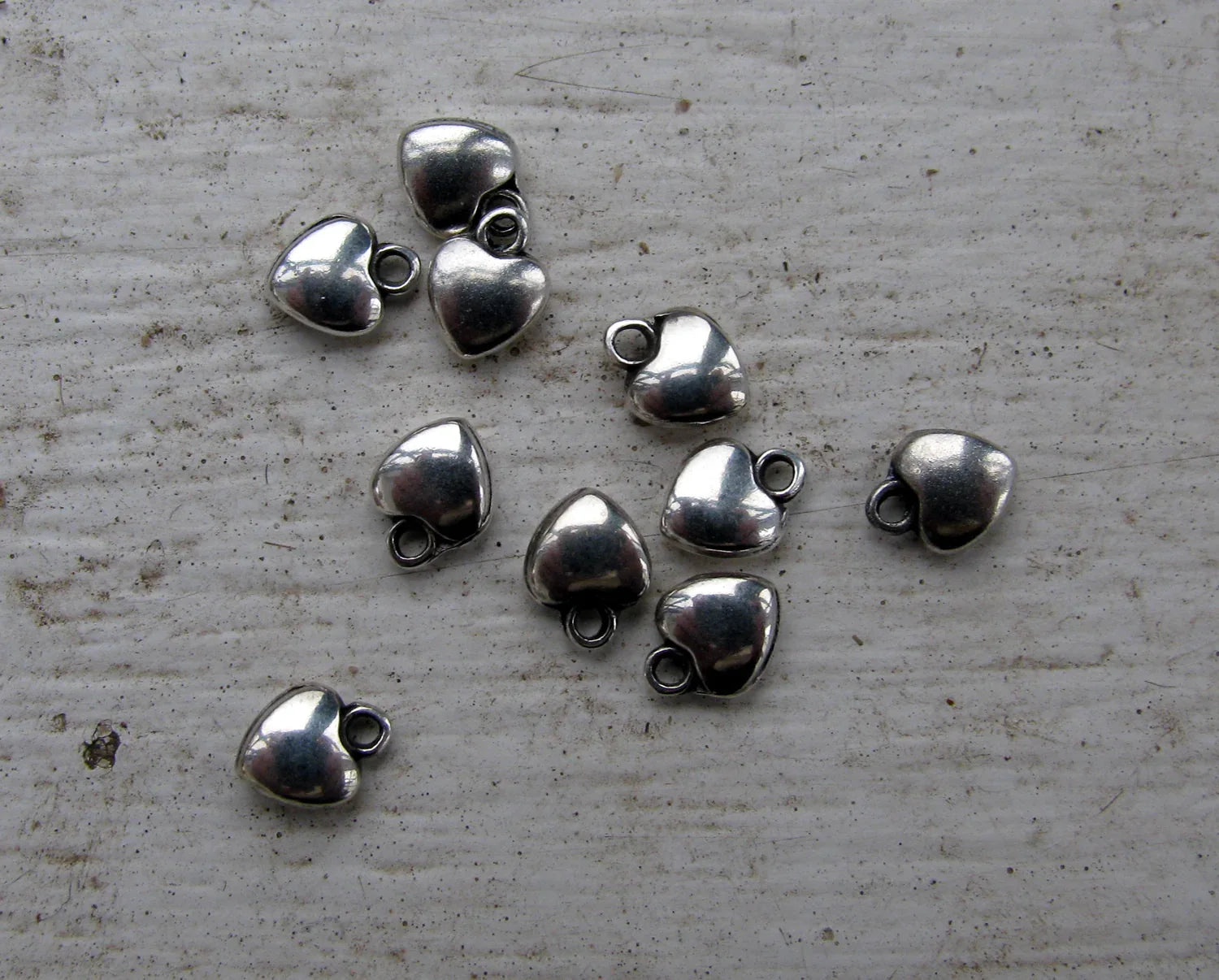 Berlock Silverfärgad - Mini hjärta 5mm, 10-pack Grekisk Metall