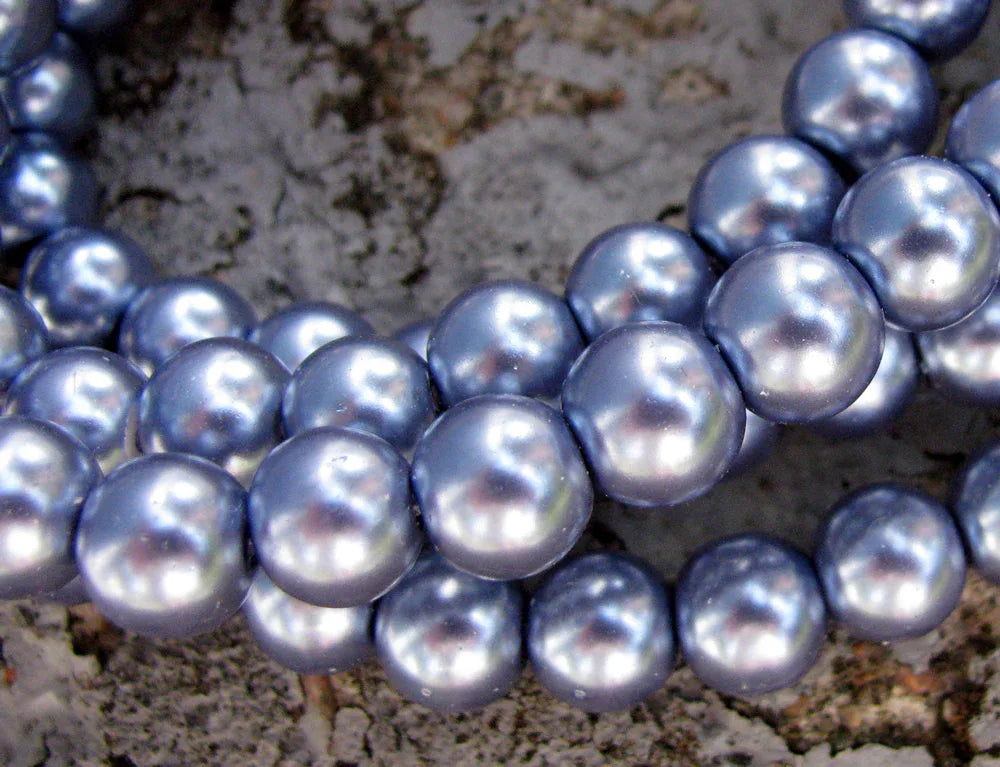 Vaxade glaspärlor - Grålila 8mm 1 sträng Hilmas Pyssel