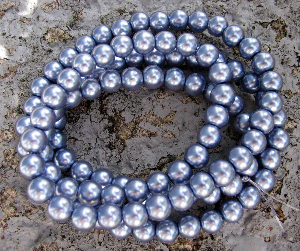 Vaxade glaspärlor - Grålila 8mm 1 sträng Hilmas Pyssel