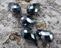 Facetterade Droppar - Svarta med Lyster, 11x8mm 1 sträng Hilmas Pyssel