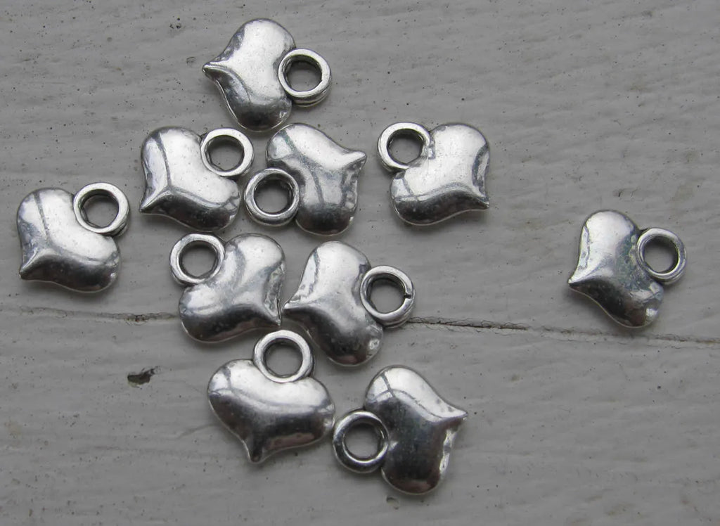 Berlock Silverfärgad - Bulligt Hjärta, 10-pack Grekisk Metall