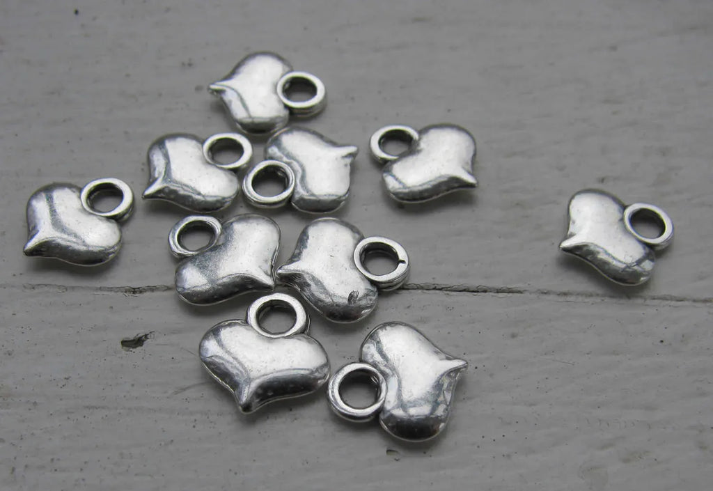 Berlock Silverfärgad - Bulligt Hjärta, 10-pack Grekisk Metall