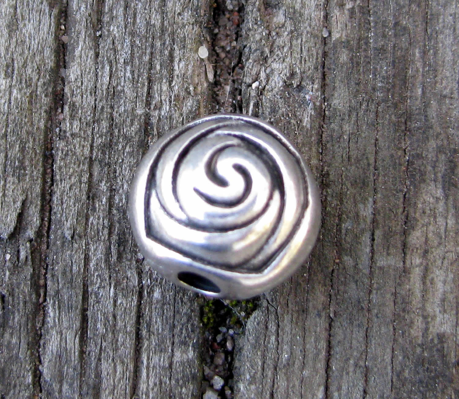 Mellandel Silverfärgad - Rund stor ros 11 mm, 1 styck Grekisk Metall