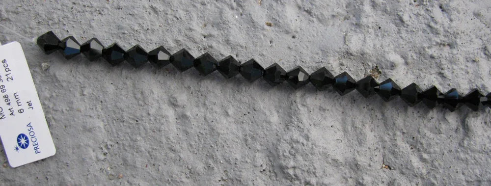 Tjeckiska MC Bicone - Jet 6 mm, 1 sträng Preciosa