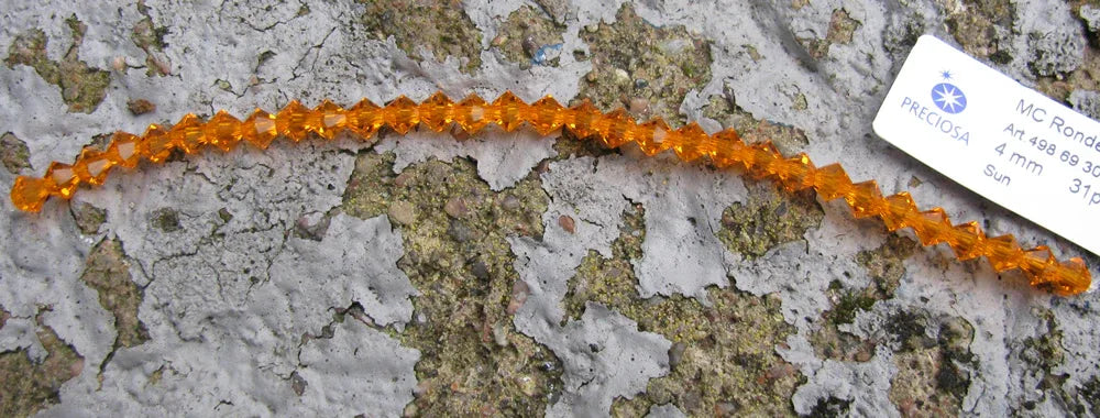 Tjeckiska MC Bicone - Sun, 4 mm, 1 sträng Preciosa