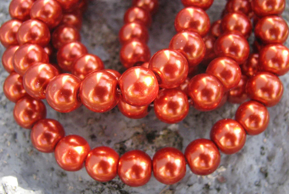 Vaxade glaspärlor - Tegel 8mm 1 sträng Hilmas Pyssel