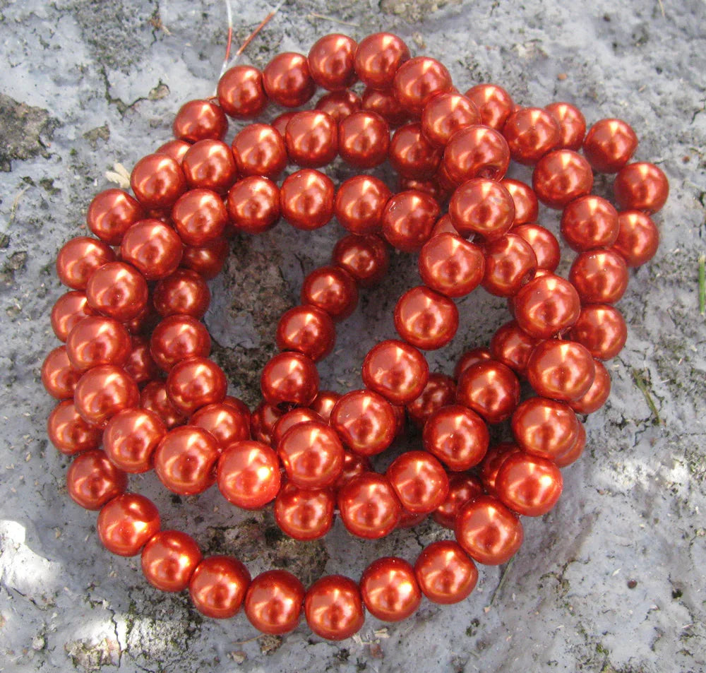 Vaxade glaspärlor - Tegel 8mm 1 sträng Hilmas Pyssel