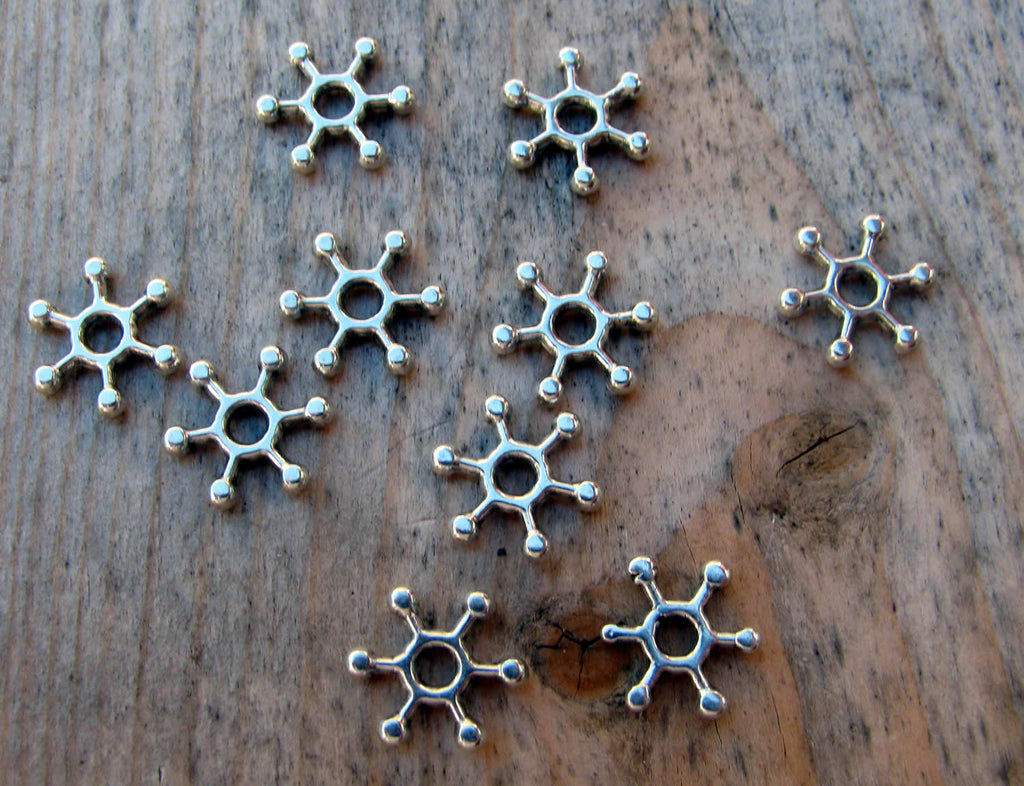 Mellandel Silverfärgad - Snöflinga 8 mm 10-pack Grekisk Metall