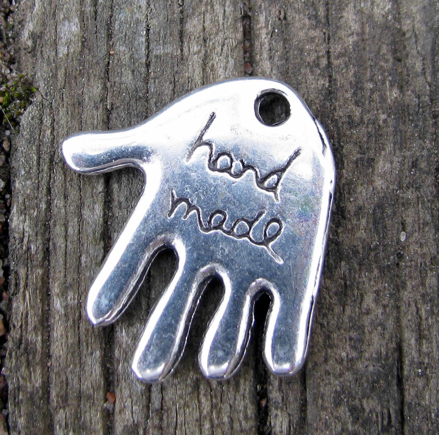 Berlock Silverfärgad - Stor Hand 'Handmade' 20x17mm, 1 styck Grekisk Metall