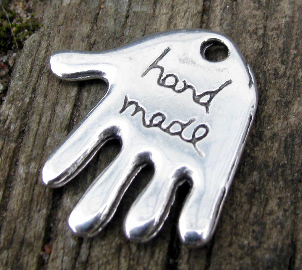 Berlock Silverfärgad - Stor Hand 'Handmade' 20x17mm, 1 styck Grekisk Metall