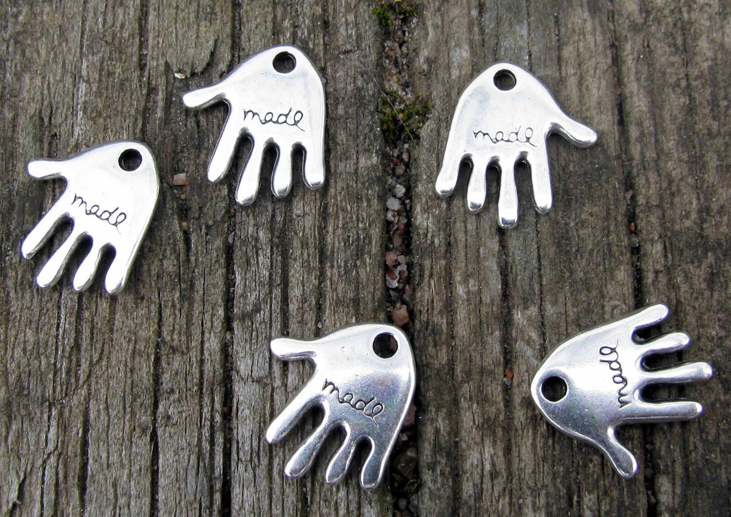 Berlock Silverfärgad - Hand "made", 5-pack Grekisk Metall