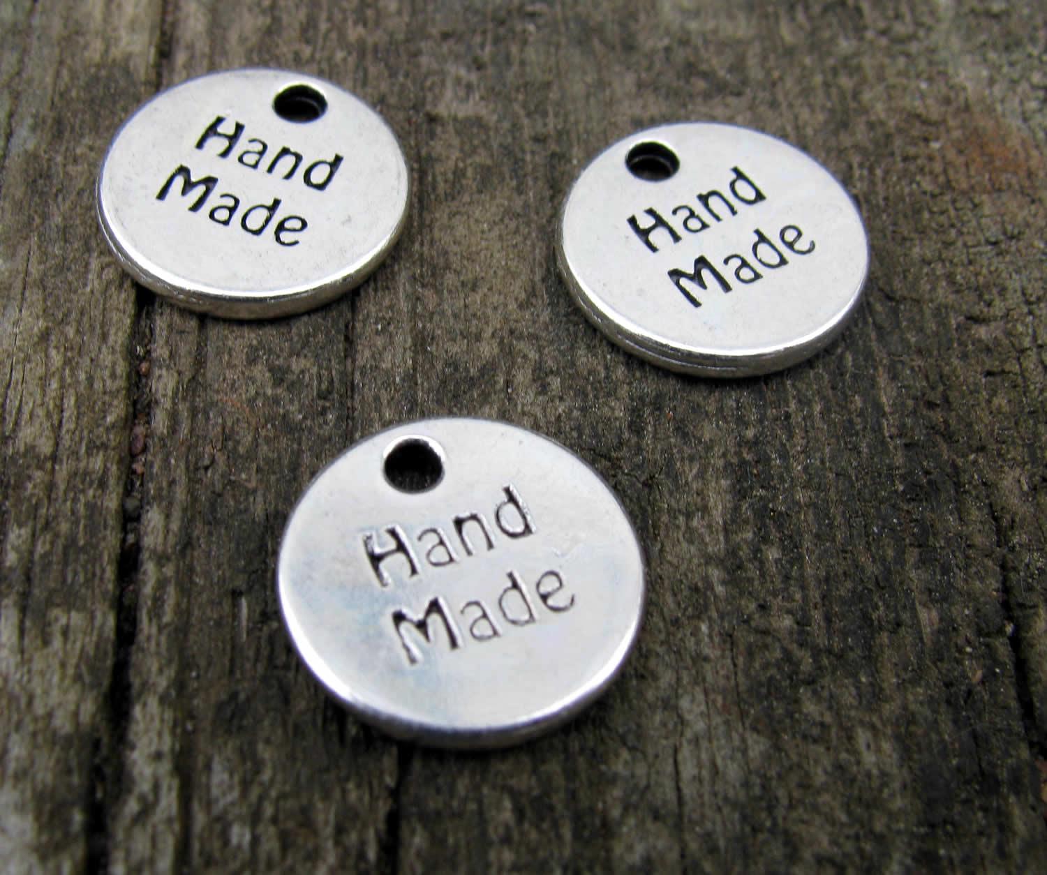 Berlock Silverfärgad - Rund "Handmade" 13mm, 3-pack Grekisk Metall