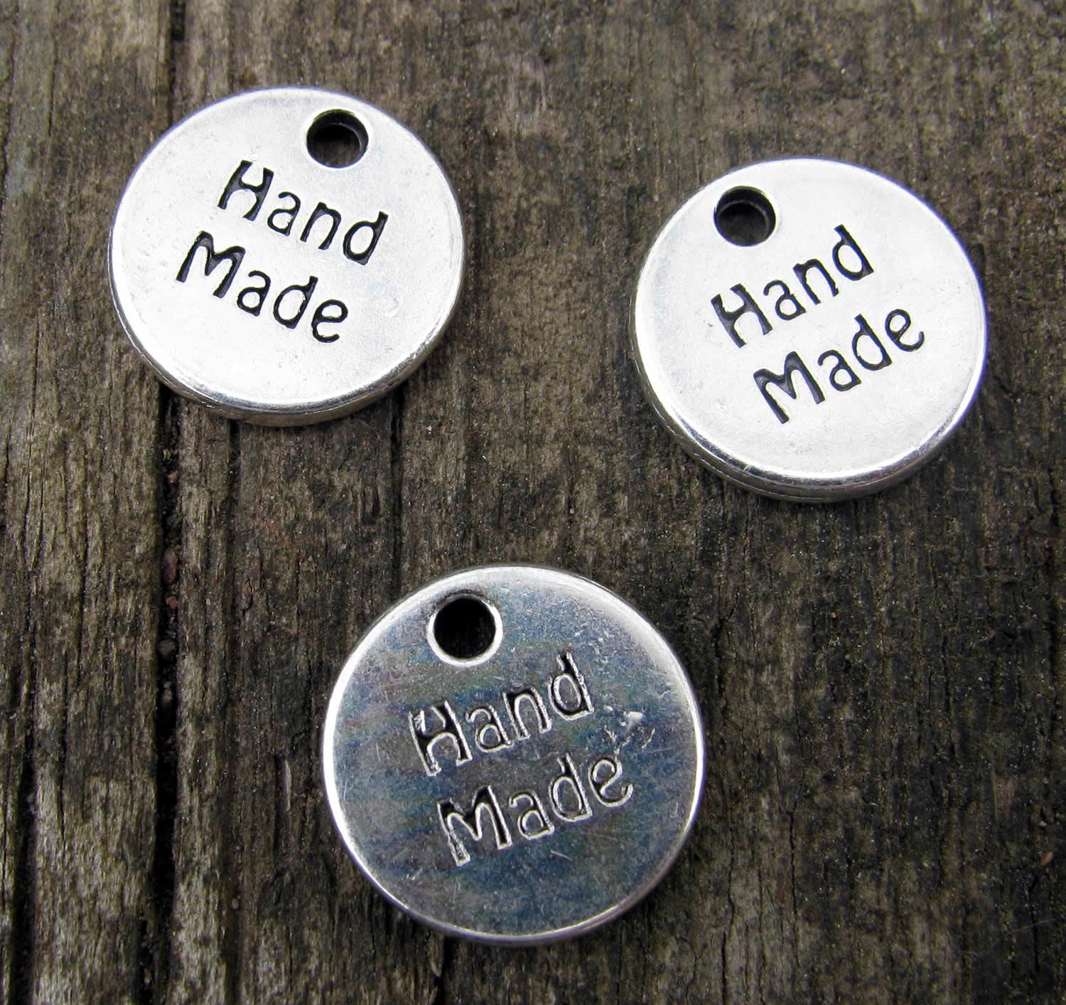 Berlock Silverfärgad - Rund "Handmade" 13mm, 3-pack Grekisk Metall