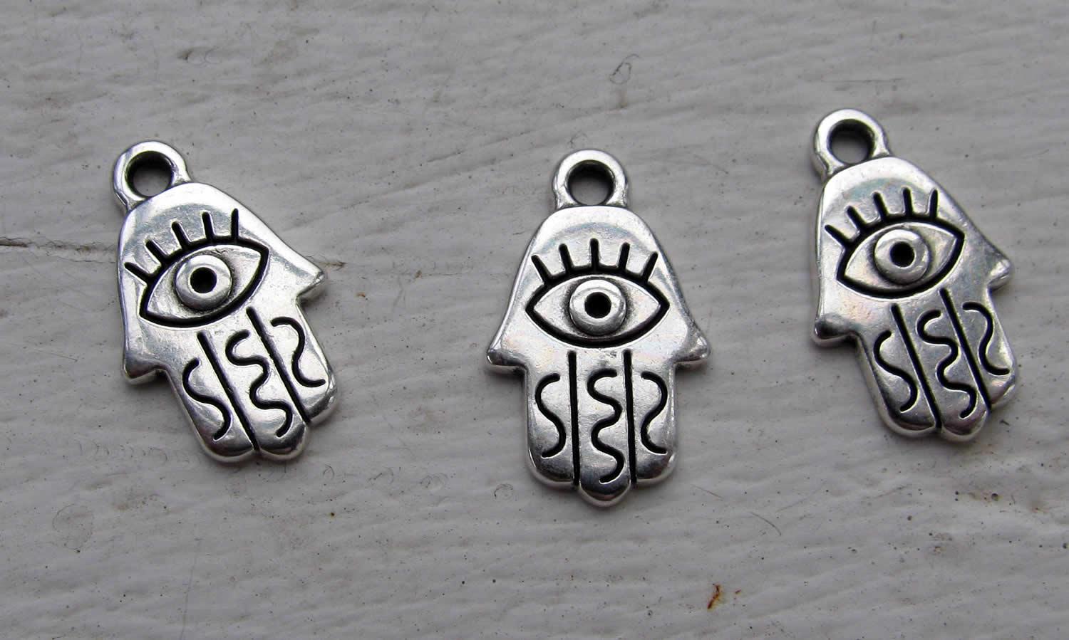 Berlock silverfärgad - Hamsa med öga 3-pack Grekisk Metall