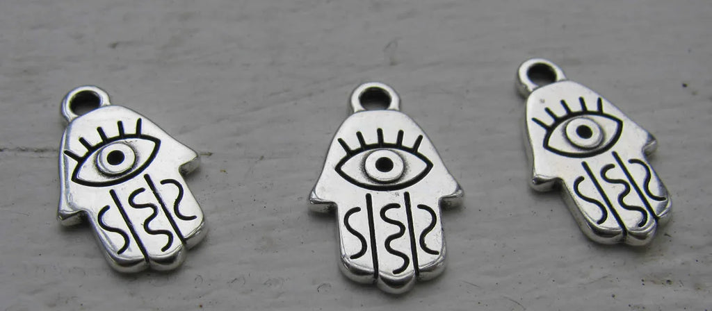 Berlock silverfärgad - Hamsa med öga 3-pack Grekisk Metall
