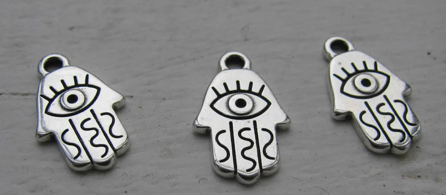 Berlock silverfärgad - Hamsa med öga 3-pack Grekisk Metall