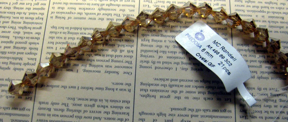 Tjeckiska MC Bicone - Crystal Golden Flare 6 mm, 1 sträng Preciosa