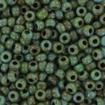 Miyuki Seed Beads - Picasso Seafoam Green 8/0, 10 gram Miyuki