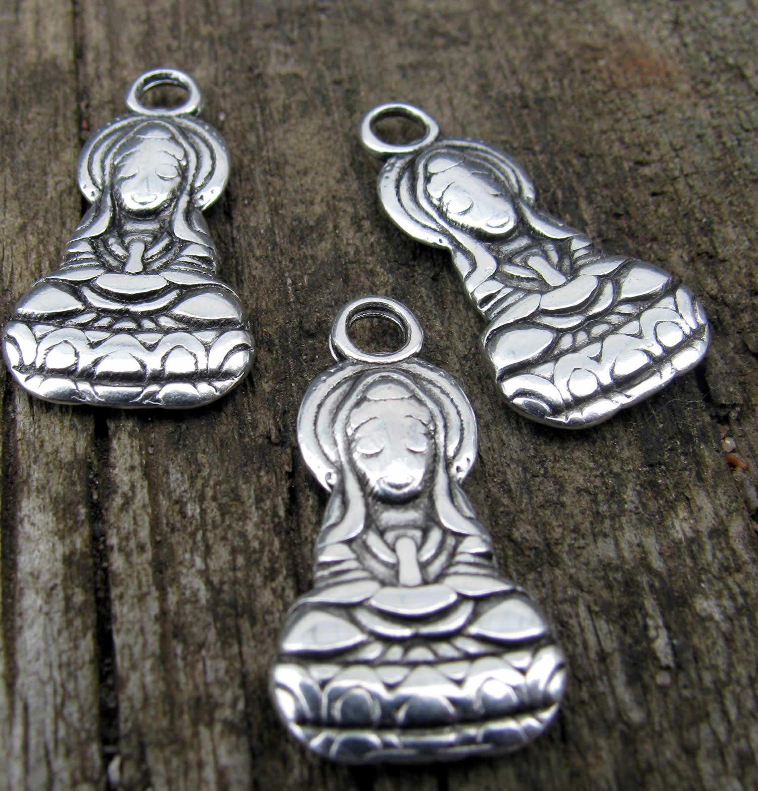 Berlock Silverfärgad - Sittande Buddha, 3-pack Grekisk Metall