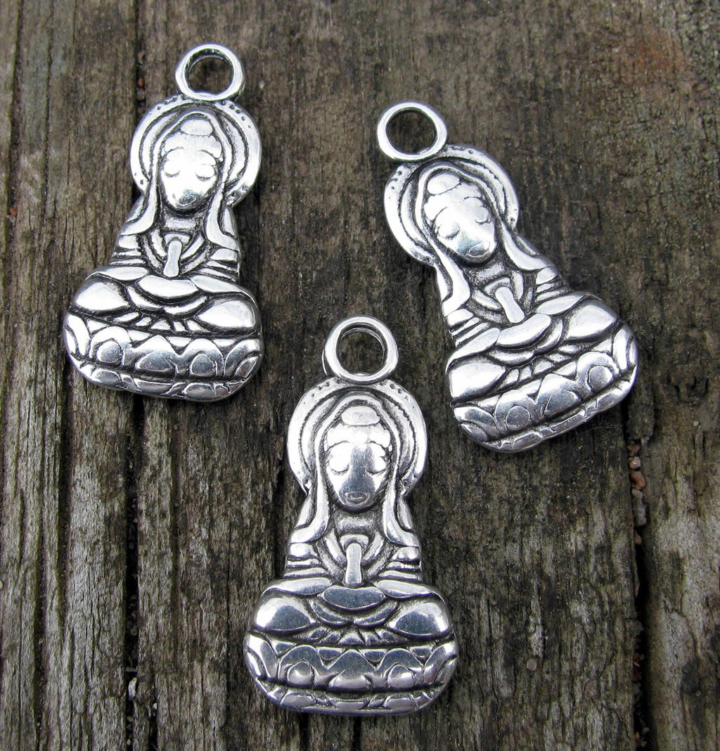 Berlock Silverfärgad - Sittande Buddha, 3-pack Grekisk Metall