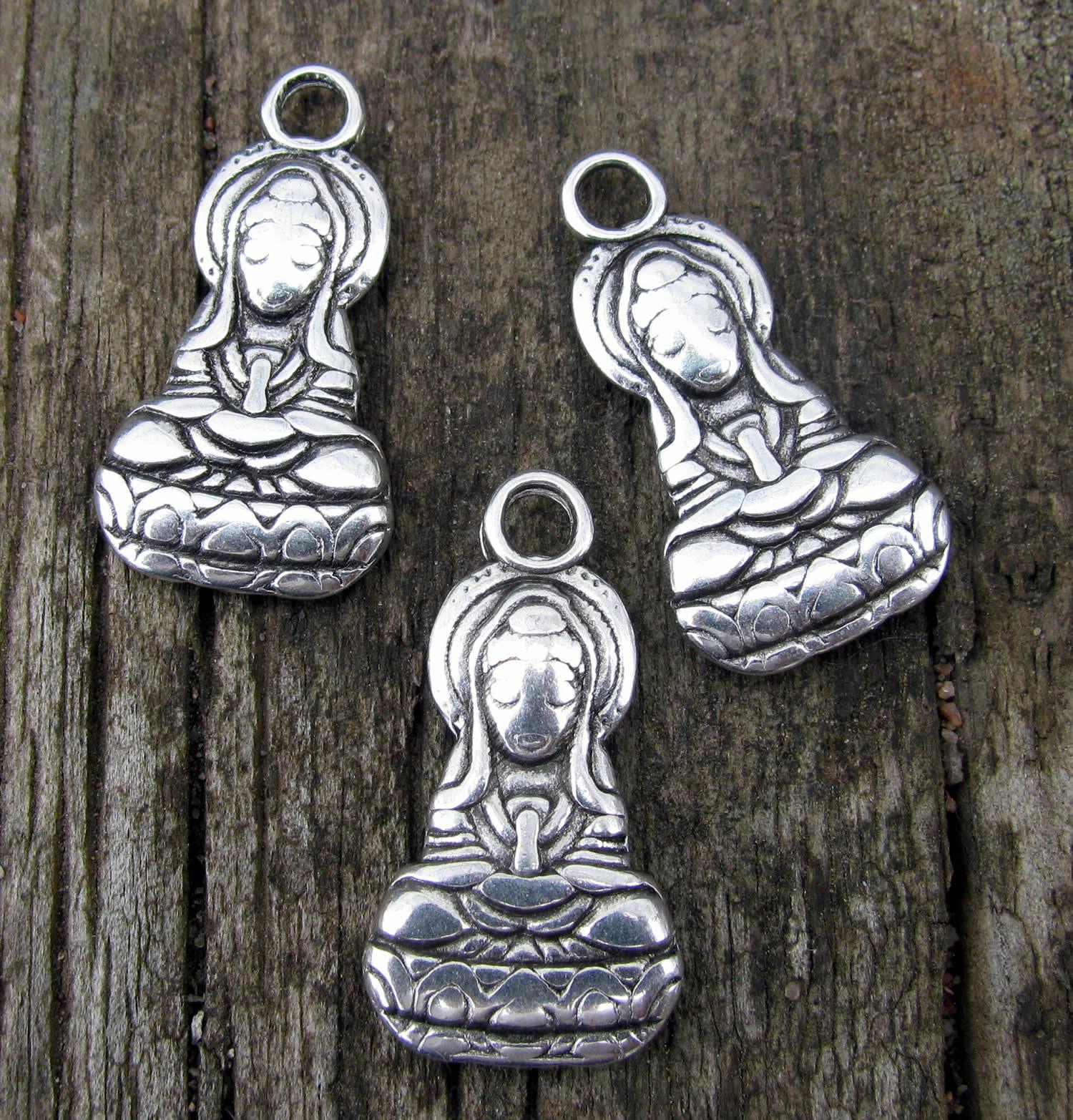 Berlock Silverfärgad - Sittande Buddha, 3-pack Grekisk Metall