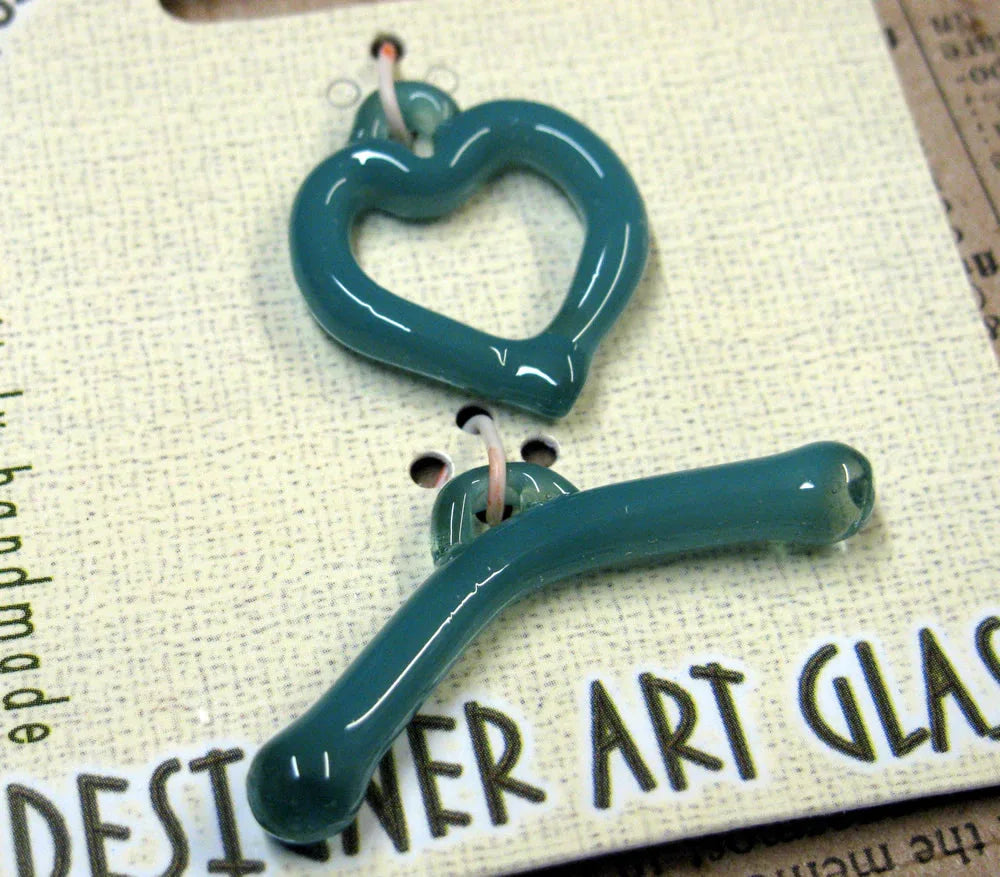 Stavlås Glas - Hjärta Grönturkos, 1 Set Hilmas Pyssel