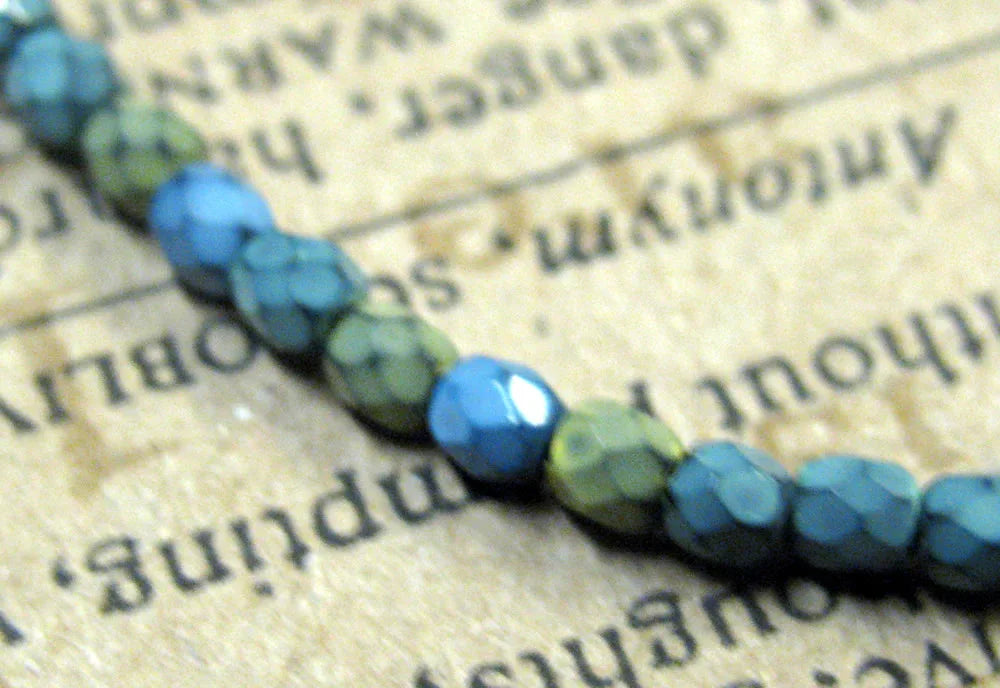 Tjeckiska Firepolish - Snake Wind Mix 3 mm, 1 sträng Hilmas Pyssel