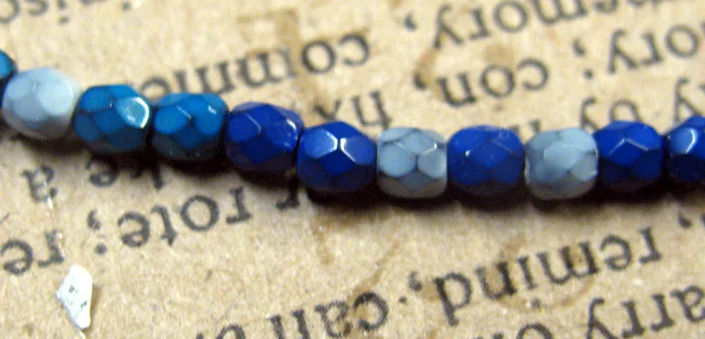 Tjeckiska Firepolish - Snake Ocean Mix 3 mm, 1 sträng Hilmas Pyssel
