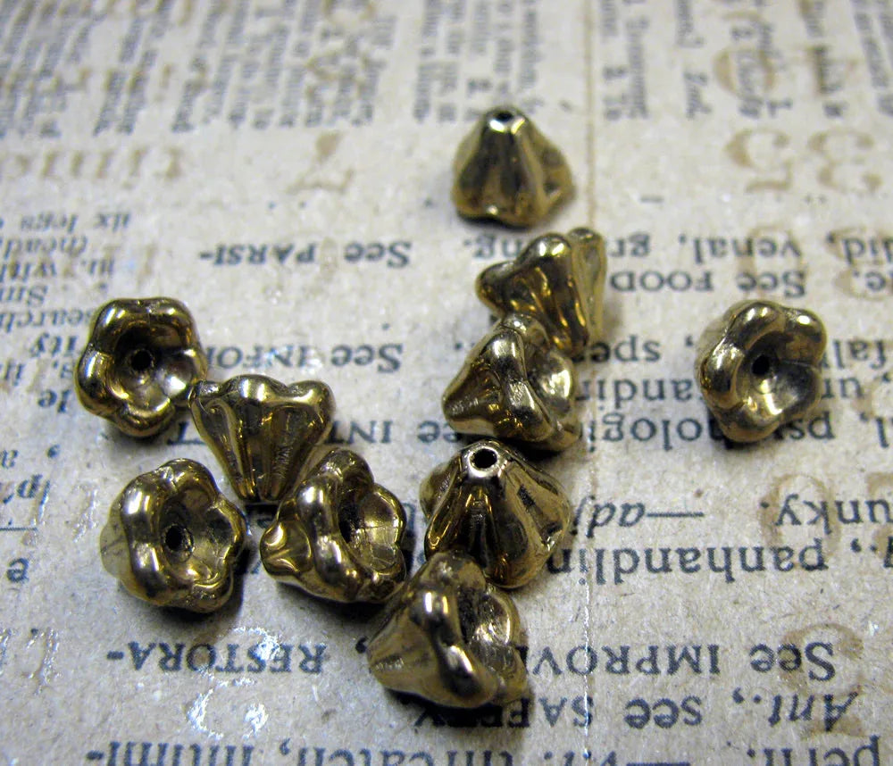 Tjeckiska Änglakjolar/Blommor - Light Bronze, 6x8mm, 10-pack Hilmas Pyssel