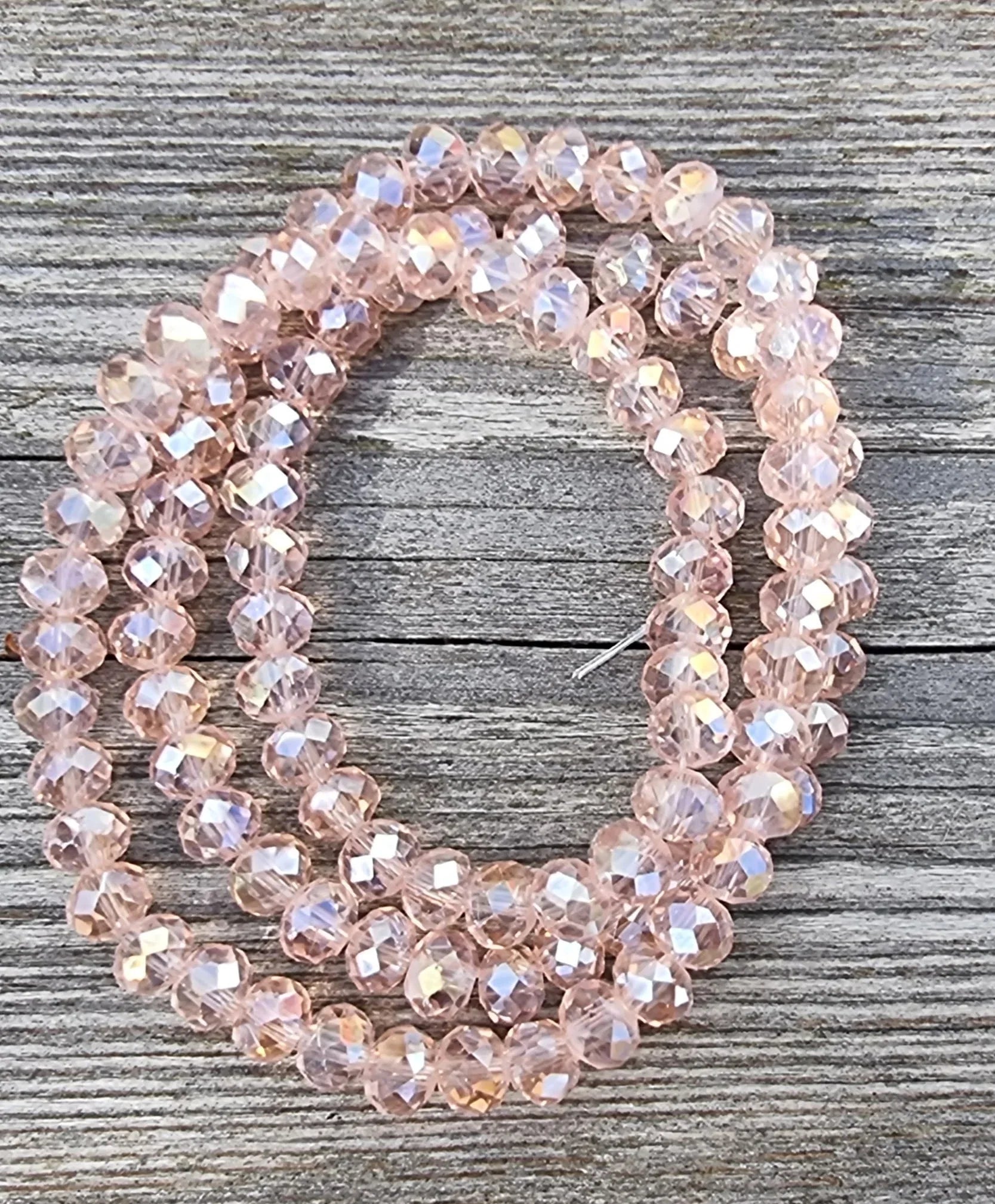Facetterade glaspärlor - Rosa med lyster, 6x4mm 1 sträng Hilmas Pyssel