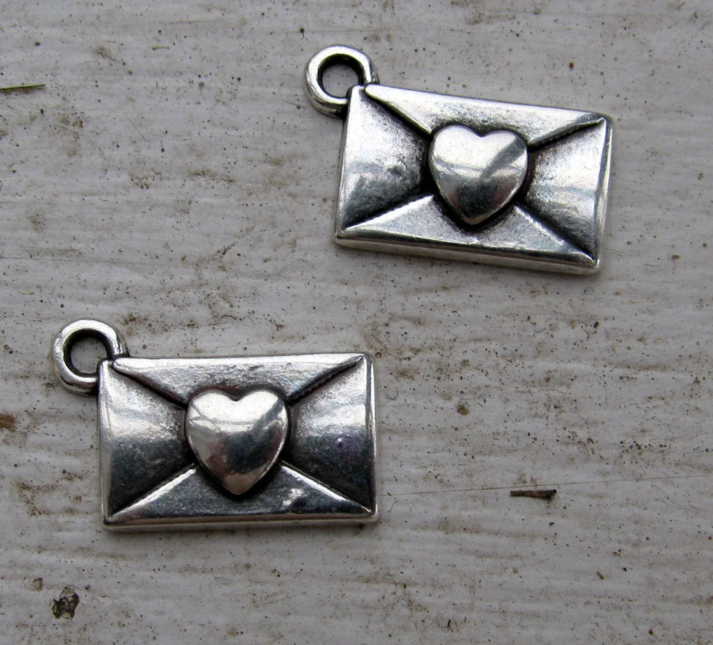 Berlock Silverfärgad - Brev med hjärta, 2-pack Grekisk Metall