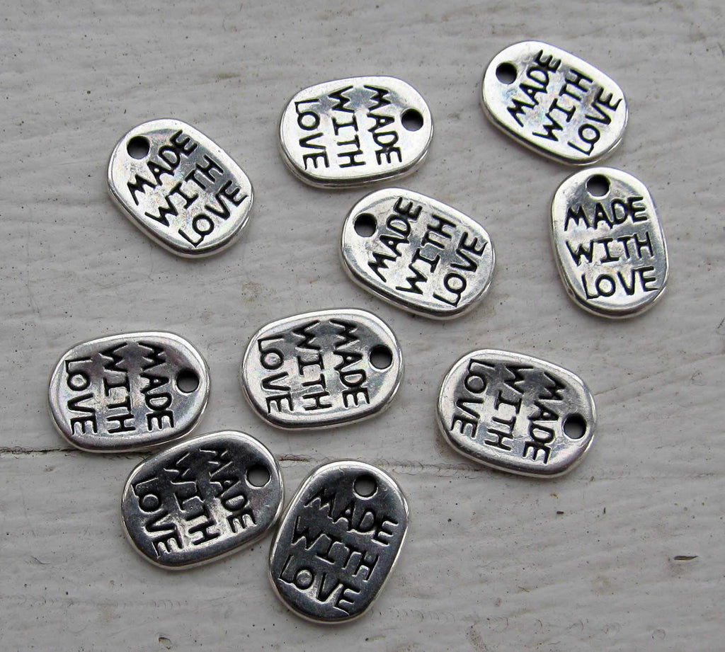 Berlock silverfärgad - Oval 'made with love', 10-pack Grekisk Metall