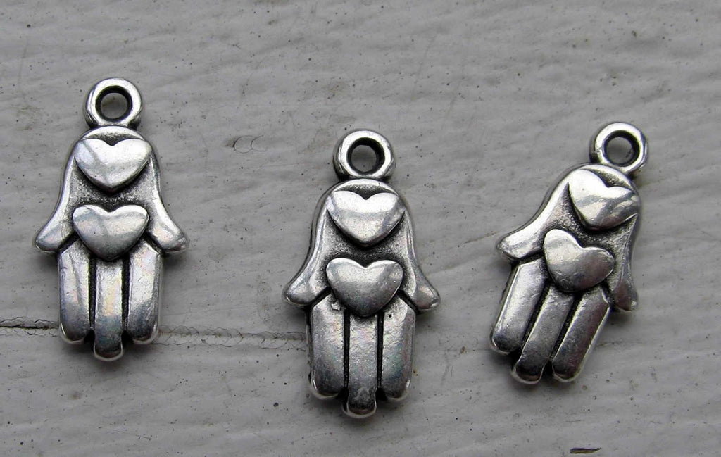 Berlock Silverfärgad - Hamsa med Hjärta 3-pack Grekisk Metall